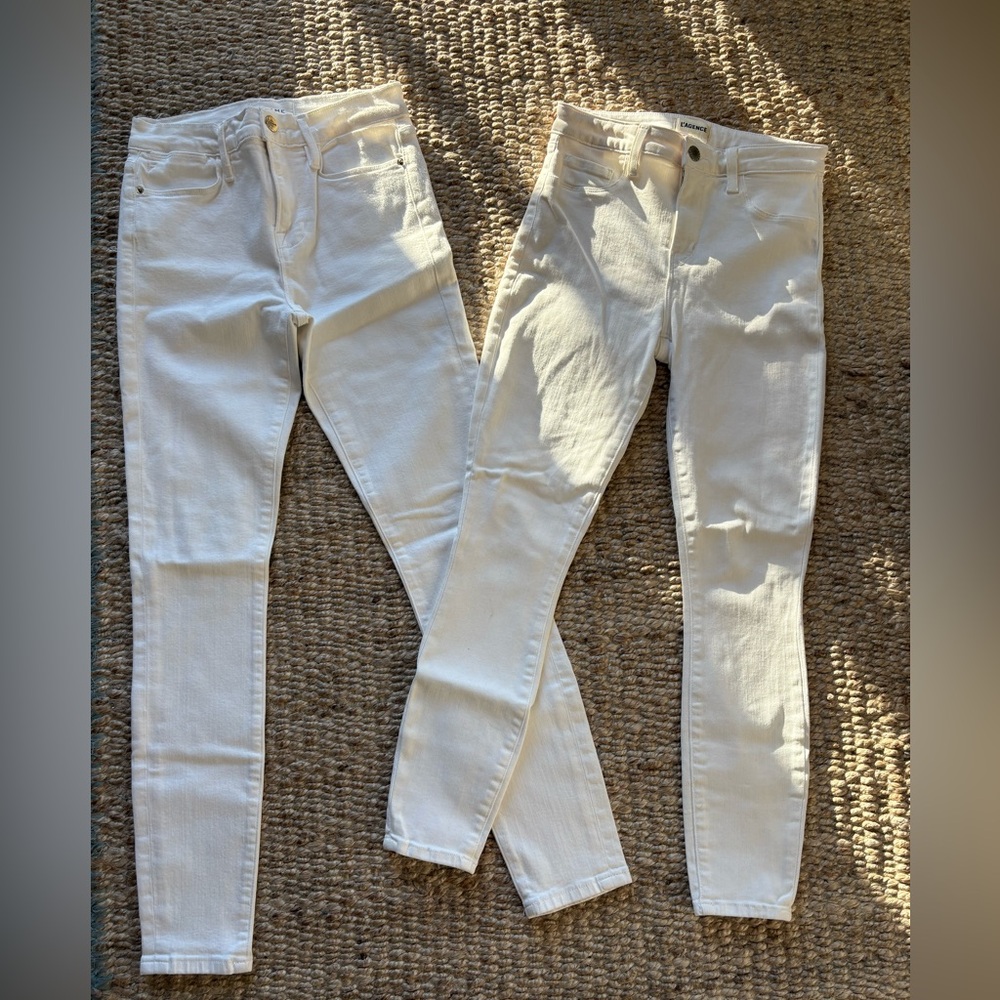 Two pairs of white skinny jeans L’AGENCE and FRAME Denim, Sz 26- MINT CONDITION